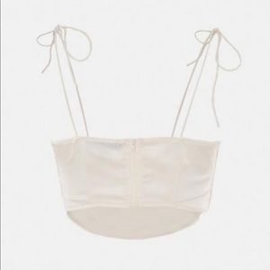 nude satin crop top